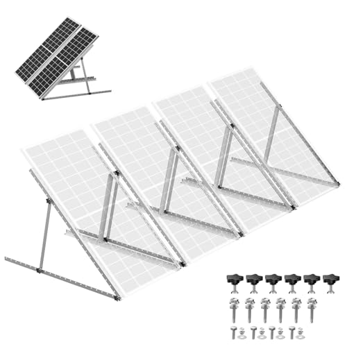 4-Pack 45' Heavy-Duty Solar Panel Mount, Adjustable 0-90° Tilt Angle Anodized Aluminum Frame,...