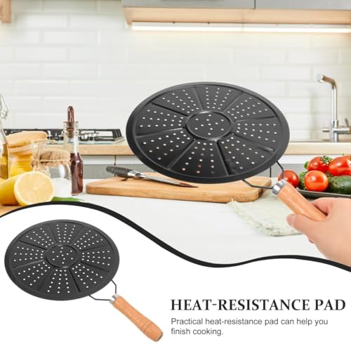 Image of BBQ Frying Plate Solid Stainless Steel Household Kitchen Gas Stove Heat Diffuser Cookware Top Plate Reducer Flame Arrester Cooking Conduction Kitchen Supplies Nonstick Oil Simmer (Black)