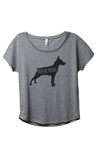 Thread Tank Miniature Pinscher Dog Silhouette Women's Slouchy Dolman T-Shirt Tee Heather Grey X-Large