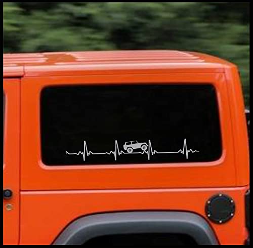 Image of Sticker Connection | Heart beat EKG for Jeep Wrangler | Windshield Banner for Car, Truck, Window, Laptop 4 inchx24 inch (4 inchx24 inch, Silver)