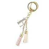 [ジュエル ボックス] JewelVOX キーホルダー アルファベット イニシャル パヴェ 3カラー タッセル フリンジ バックチャーム H ピンク