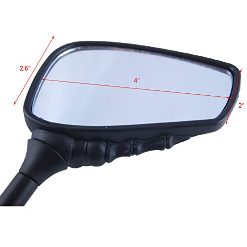 Zyhw Side Mirrors Universal Fit 10Mm 8Mm Thread Bolts Chrome Plated Skull Skeleton Claw Side Mirrors For Suzuki Honda Kawasaki Yamaha Victory Motorcycle Moto Bike Cruiser Chopper Black #TOP2