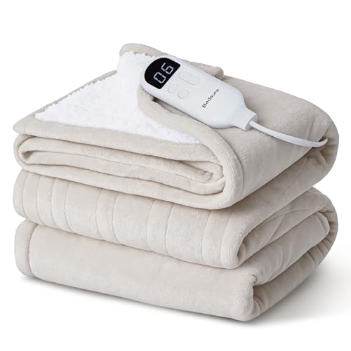 Image of Bedsure Electric Blanket Full Size - Soft Flannel Heated Blanket Full, Fast Heating with 6 Time Settings (Up to 10H) & 6 Heat Settings, Warm Gift for Grandma (72x84 inches, Cream)