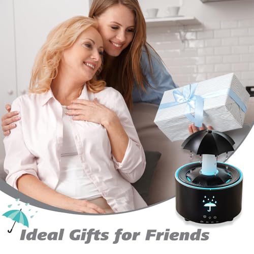 Humidificateur pluie et diffuseur d'aromathérapie LED noir