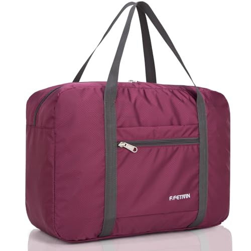 F.FETIVIN Personal item travel bag 17.7x12.6x6.3 for Spirit Airlines Lightweight carry on duffle bag for Gym,Sports,Vacation(Wine)
