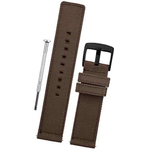 DBLACK ''TMXDS3'' Nylon Quick Release 20mm Watch Strap, Matte Finish Nylon Watch Band // Best Replacement, Compatible Strap for Timex Expedition MF13 Model (Choose Your Color) (Brown)