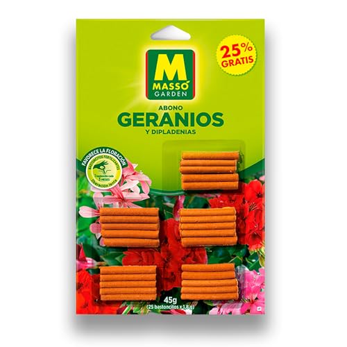 Abono Geranios y Dipladenias Bastoncitos 25 Unid. MUY EFICAZ | Fertilizante en Bastoncillos Nutrición Completa 3 Meses | Abono Liberación Lenta Geranio Interior y Exterior NPK 10-8-12 | Nexum Market