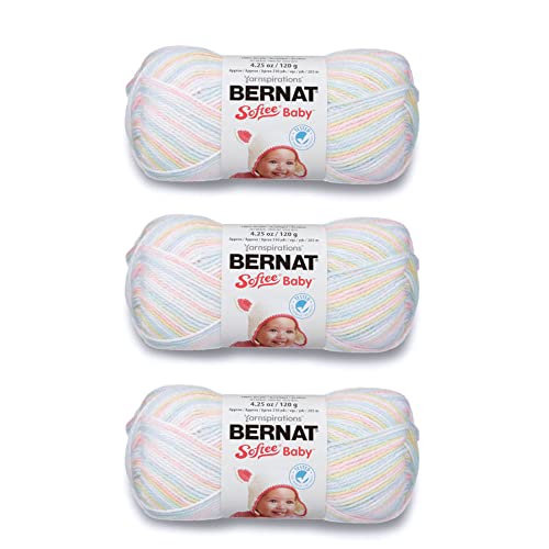 Image of Bernat Softee Baby Yarn for Crocheting Soft, Baby Baby, 3-Pack | #3 Light DK Yarn, 100% Acrylic, Soft Baby Yarn for Knitting & Crocheting Clothes & Crafts, 310yds, 120g /4.25oz per skein