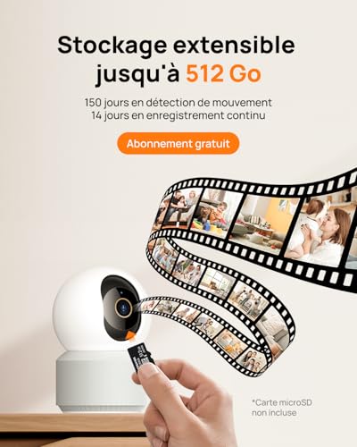 Caméra Surveillance WiFi Intérieur 4K motorisée suivi automatique IA 8MP