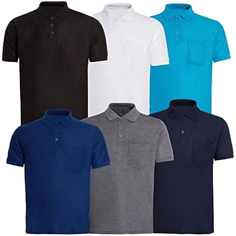 Gillicci Men's Pique Polo Shirt Short Sleeve Summer Holidays Polo T-Shirt Top with Pocket UK Size S-5XL (Medium, Blue) Cover