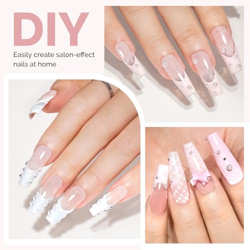 Image of MelodySusie Long Coffin Gel Nail Tips Kit-300Pcs Pre-Building Apex Fake Nail Tips 20g Solid Nail Glue Gel,Half Matte Full Cover Clear Acrylic Nail,15Sizes Thick Strong Long Lasting for Home DIY&Salon