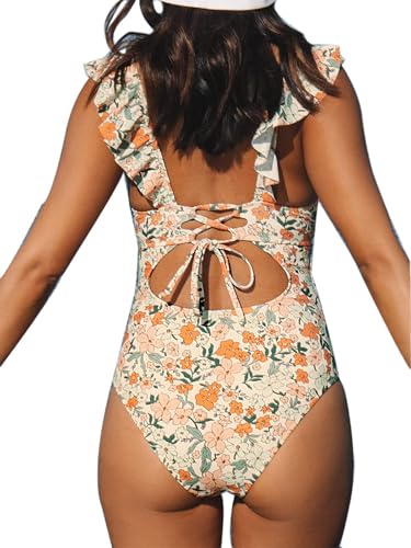 Women's One Piece Swimsuit with Cover Up Wrap Skirt, Floral Beach Swimsuit with Cover Up Set, Monokini Two Piece Bathing Suit4