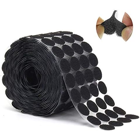 1000pcs 20mm Self Adhesive Hook and Loop Dots, Waterproof DIY Movable Backing Fastening Tape, Double Sided Sticky Adhesive Pads for Home, School, Office (Black) Cover