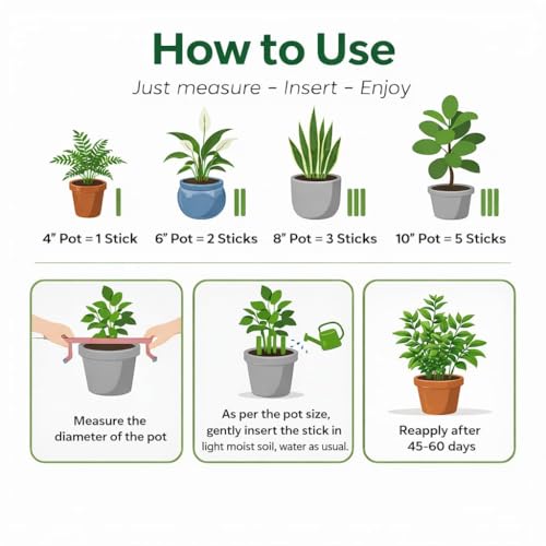 Image of SJ Organics Plant Food Sticks for Vegetables, Herbs & House Plants | Slow Release Gamla Orgnice Food Stricks | Easy Plant Nutrition | Pack of 25
