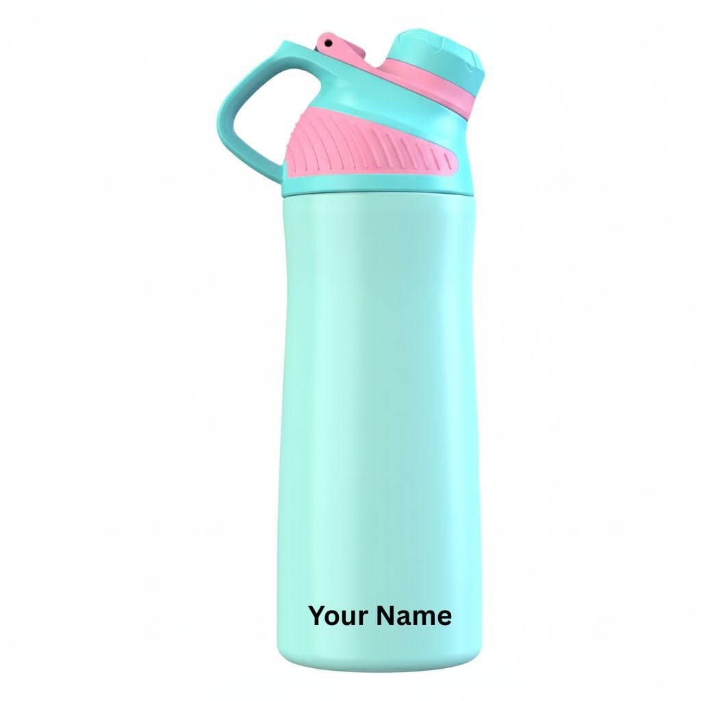 Rabitat ZYLO Personalized Insulated Water Bottle for School Kids | Steel Water Bottle for Kids | Kids Water Bottle | 1+1 Year Brand Warranty | Hot & Cold Upto 24 Hrs | Office,Gym,Outdoor 550ml Green
