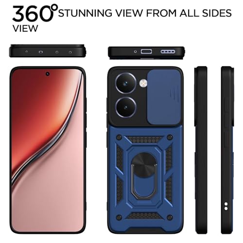 Image of Luxe Back Cover for Realme P3 Ultra 5G | D10 Tough Armor Case | Sliding Camera Shield | 360 Protection | Kickstand Ring Holder | Military-Grade Shockproof Bumper Case