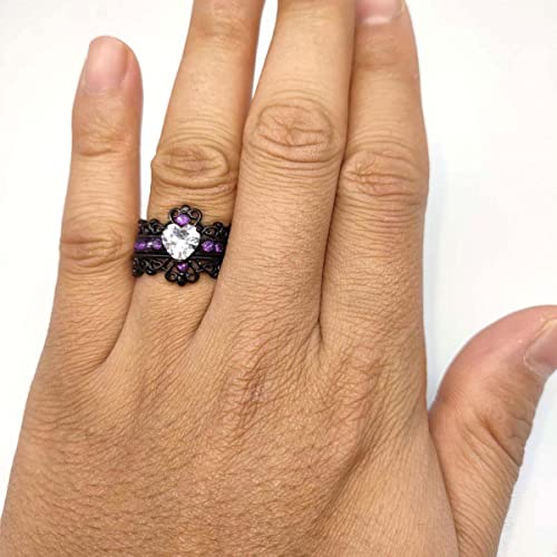 ringheart Crown Rings His and Her Ring Couple Rings Matching Ring 1ct CZ Womens Wedding Ring Sets Titanium steel Mens Wedding Bands4