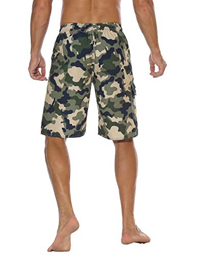 Nonwe Men's Bathing Suit Quick Dry Beach Vacation Camouflage Swim Shorts Drawsting Green 30 #TOP1