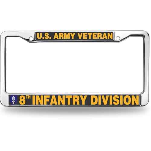 Image of 8th Infantry Division License Plate Frame Custom Veteran United States Army License Plate Frame