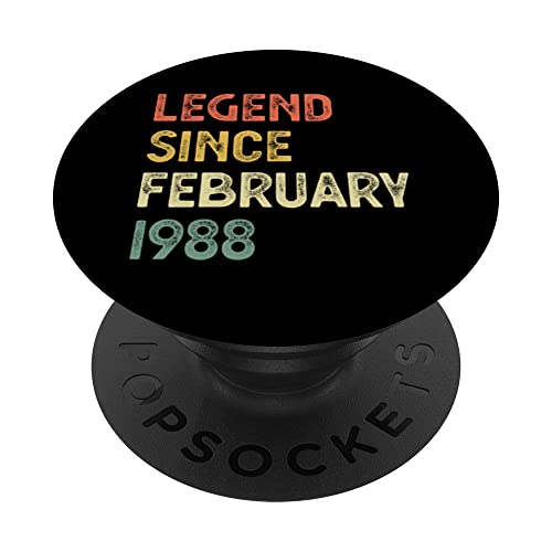 Leyenda de 35 cumpleaños para hombres y mujeres desde febrero de 1988 PopSockets PopGrip Intercambiable