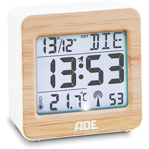 ADE Reloj Despertador Digital de sobremesa con Madera bambú Cover