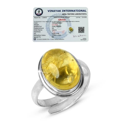 Image of Reiki Crystal Products Certified Natural Original AAA Citrine Ring Genuine Adjustable Gemstone Ring for Unisex