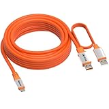 OkyLink 32ft (10M) USB 3.2 Gen 2 Type A to Type C Male to Male Cable - 10Gbps Long Range with External Power, Orange for Webcam, PC, Laptops, Portable Hard Drive, Phones, Hubs, VR Headsets