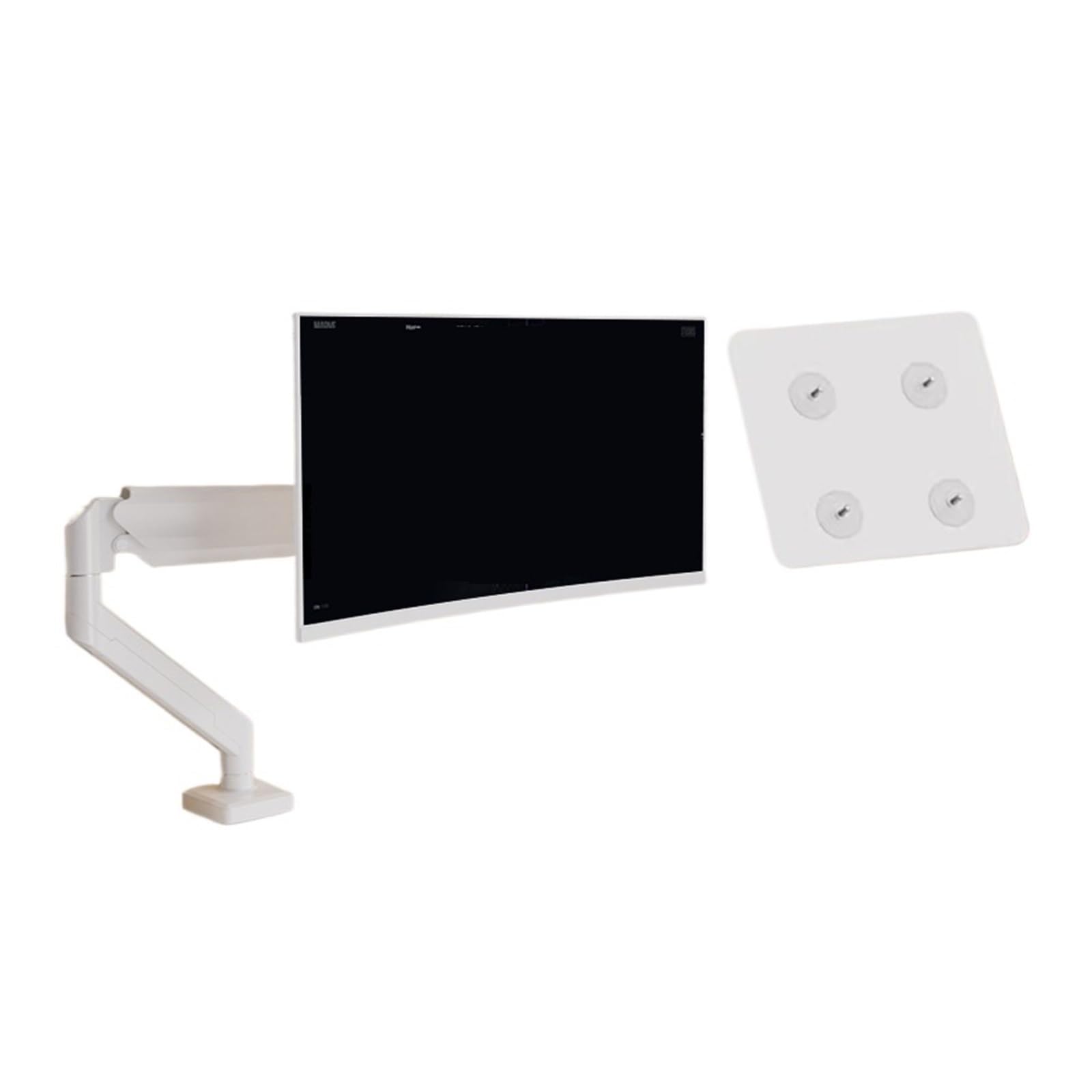 Ikpgbzxm White Monitor Stand Riser With Robotic Arm, Pneumatic Desktop Rotation, No Holes(White)
