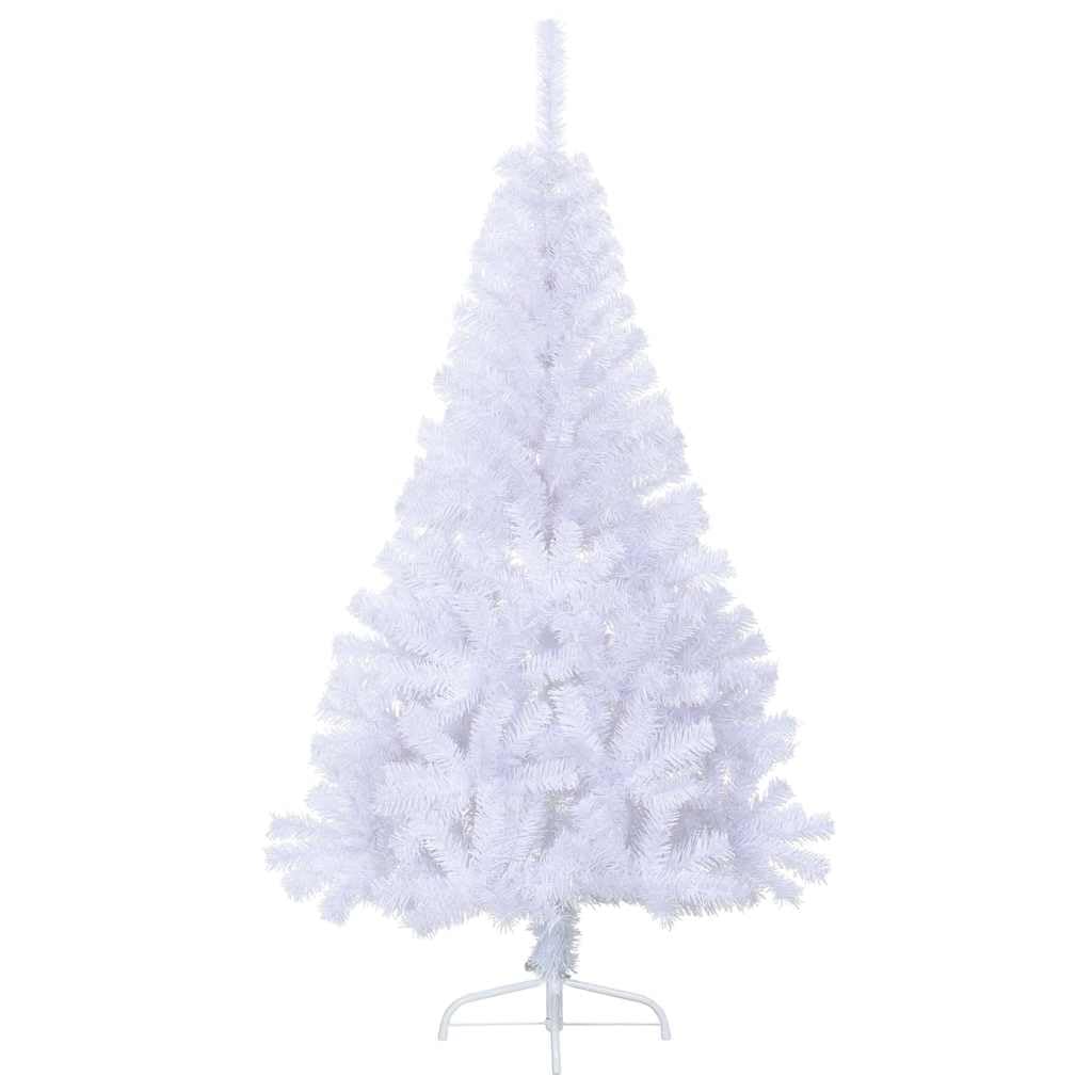 Albero di Natale artificiale bianco, 150 cm, in PVC, con supporto in acciaio, 95 cm di larghezza, 340 punte, realistico, per soggiorno, interni ed esterni protetti
