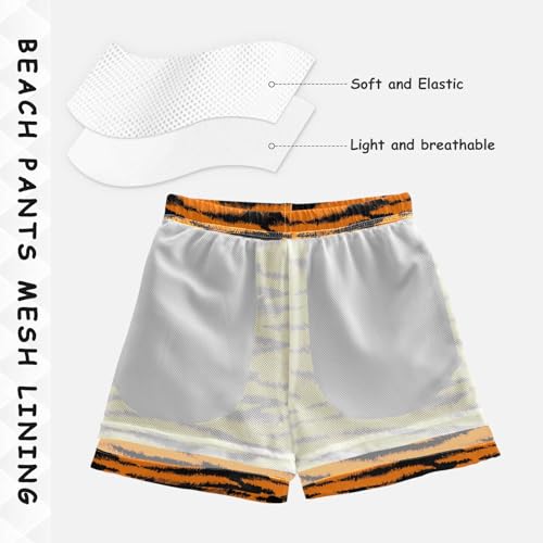 Boys Beach Shorts Summer Kid Swim Shorts Tiger Skin Animal Print Boy Swim Trunks Knee Length Board Short 2T-124
