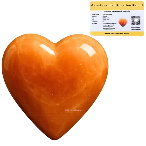 Image of Crystal Heaven Red Aventurine Heart Palm Pebbles Stones For Anxiety Stress Relief Massage-Aaa Grade Original Healing Gemstone Agate Heart Palm Stone For Yoga Meditation Spiritual