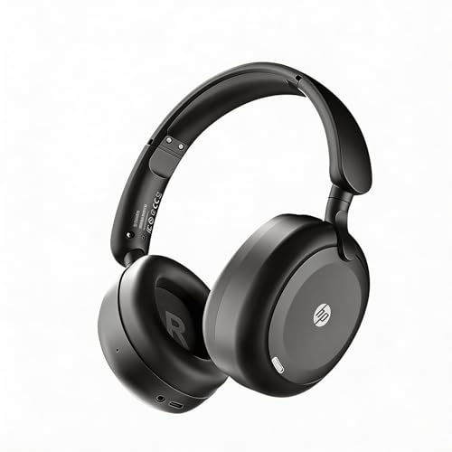 HP H231A Bluetooth Noise Cancelling Over-Ear Headphones with 54H Battery Built-in Mic for Calls Lightweight Wireless Headset for Work Travel & Gaming Black