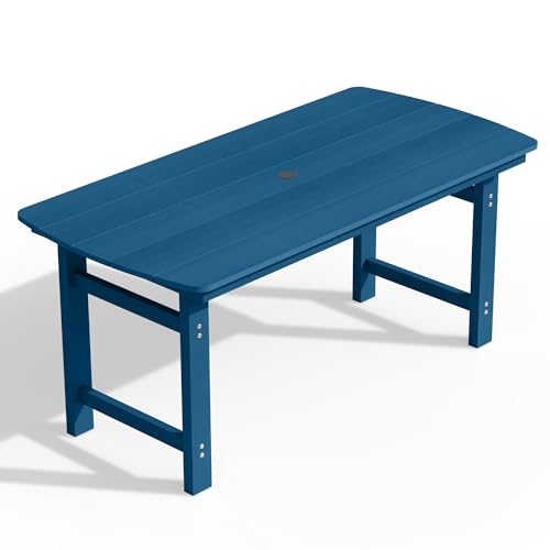 Image of Ciokea HDPE Outdoor Patio Dining Table, All-Weather Furniture, Navy Blue