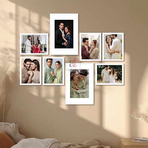 Image of Art Street Photo Frame Set of 8 White Wall Decor Collage Display Hanging Family Picture Frames Gallery Collection Decor Items Wall Mount Frames Birthday Anniversary Gift, 8x12 and 12x16 In