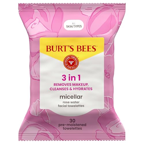 burts bees micellar rose water facial towelettes 100 plant based cloth 99 natural origin remove makeup cleanse hydrate no greasy oily residue all skin types pack may vary