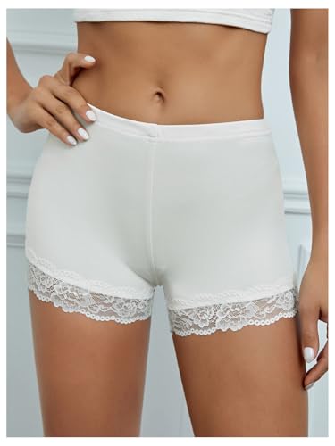 Image of MakeMeChic Women's Summer Lace Trim Shorts Biker Under Dresses