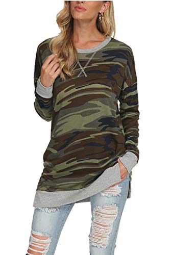 Image of levaca Women's Fall Long Sleeve Side Split Loose Blouses Casual Pullover Tunic Tops