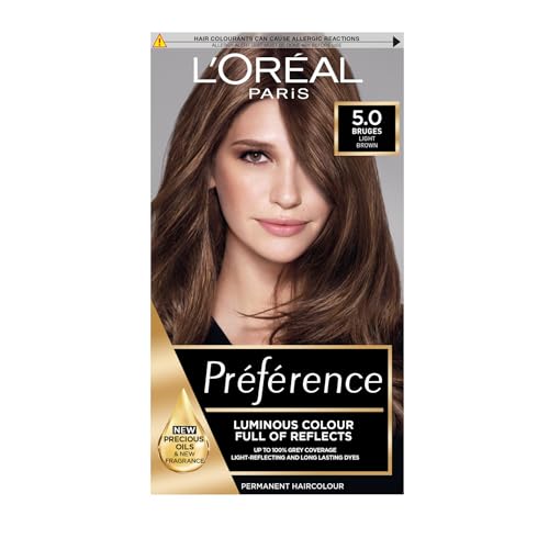 L'Oreal Paris Preference Hair Dye, Long Lasting, Luminous Permanent Hair Colour, 5.0, Bruges