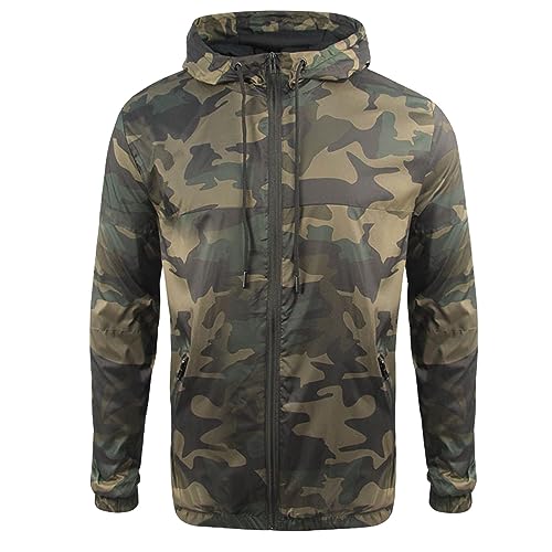 Kobilee Trekking Uomo Ripiegabile Softshell con Cappuccio Giacca Leggera Bici da Corsa Traspirante Lunga Moto Antipioggia Estiva Lavoro Impermeabile
