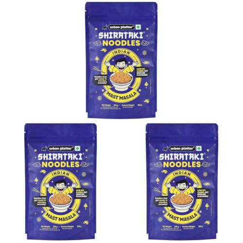 Image of Urban Platter Indian Mast Masala Shirataki Noodles, 279g (Konjac Noodle | Keto-friendly, Low-Carb, Fat-free | Zesty Indian Masala | Ready in Minutes) (Pack of 3)