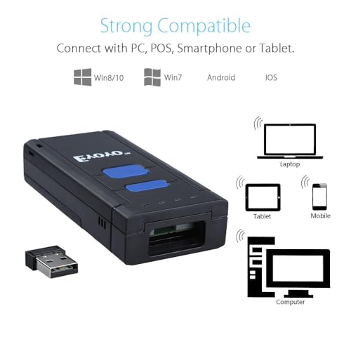 Image of Eyoyo Mini 1D Wireless Barcode Scanner Bluetooth,3-in-1 Bluetooth&2.4G Wireless&Wired Connection, Portable Inventory Bar Code Reader Compatible with iPhone, Android, Windows, Mac Tablets or Computers