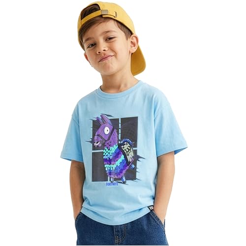 Fortnite T Shirt Jungen Teenager 7–15 Jahre, Sommer Tshirt Kinder mit Aufdruck, Atmungsaktiv Kurzarm T-Shirt, Gaming Geschenke für Fans (9-10 Jahre, Blau Fortnite)