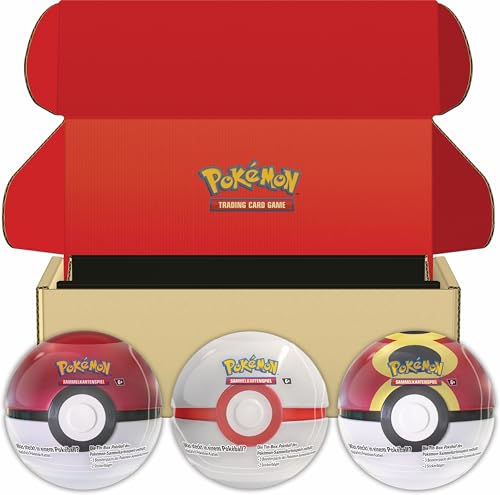 Pokémon-Sammelkartenspiel: Tin-Box-Bundle Pokéball Pokéball Premierball & Wiederball (9 Boosterpacks des Pokémon-Sammelkartenspiels & 6 Stickerbögen)