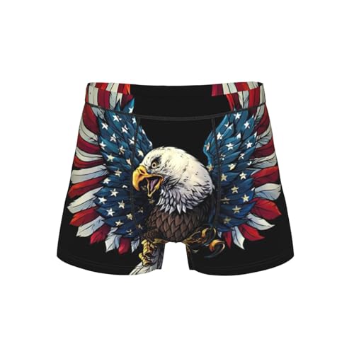 bghdfa Ropa interior elástica transpirable con estampado de bandera de águila americana con cintura ancha cómoda y flexible y bolsa en forma de U 3D, Negro, XL