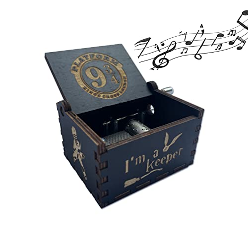 Janwien Caja de Música de Manivela de Madera,Mini Caja de MúSica de Manivela de Madera,Caja...