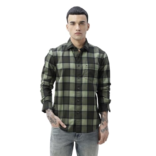 Image of BASICS 100% Cotton Checked Shirt for Men | Slim Fit | Everyday Smart Casual Wear | Full Sleeve