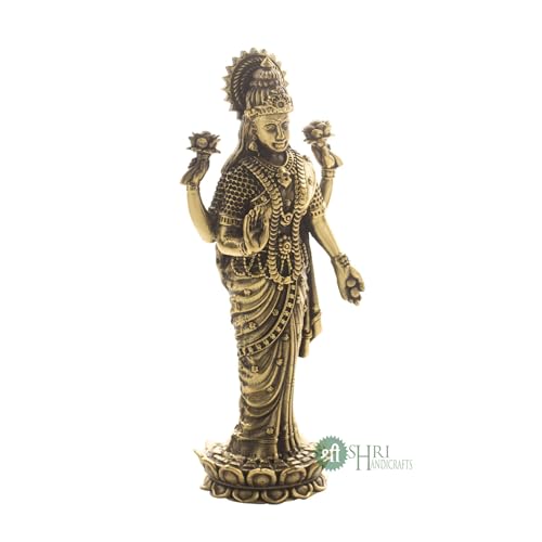 Image of INDICAST Brass Goddess Laxmi Statue for Home Temple | 5 inch Standing Maa Lakshmi Figurine Idol Murti Sacred Symbol of Wealth | Perfect for Rituals & Gifting (Weight- 150gm)