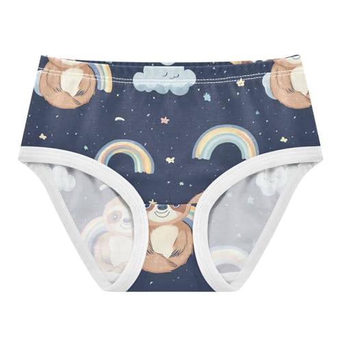 Wusikd Cute Sloth Girls' Underwear Cotton Rainbow Stars Girls Briefs Soft Toddler Underwear 2T