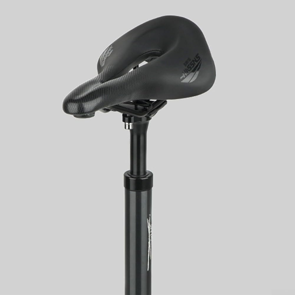 Fahrrad Stoßdämpfer Sattelstütze – Verstellbare Höhe (27,2-33,9mm), Reversibles Sitzkissen, Aluminiumlegierung, 400mm Länge