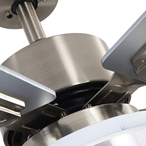 Finxin Indoor Ceiling Fan Light Fixtures Remote Led 52 Brushed Nickel Ceiling Fans For Bedroom,Living Room,Dining Room Including Motor,Remote Switch (52" 5-Blades) #TOP5